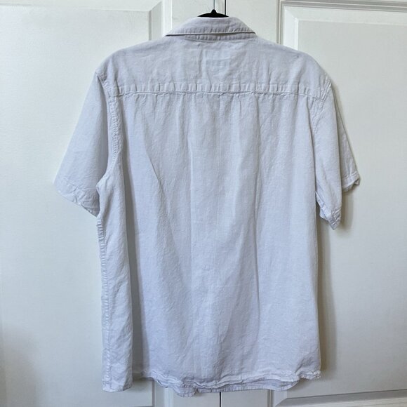 Tenth + Ocean Linen Shirt Mens L White Button Up Short Sleeve Camp Coastal - Picture 5 of 7